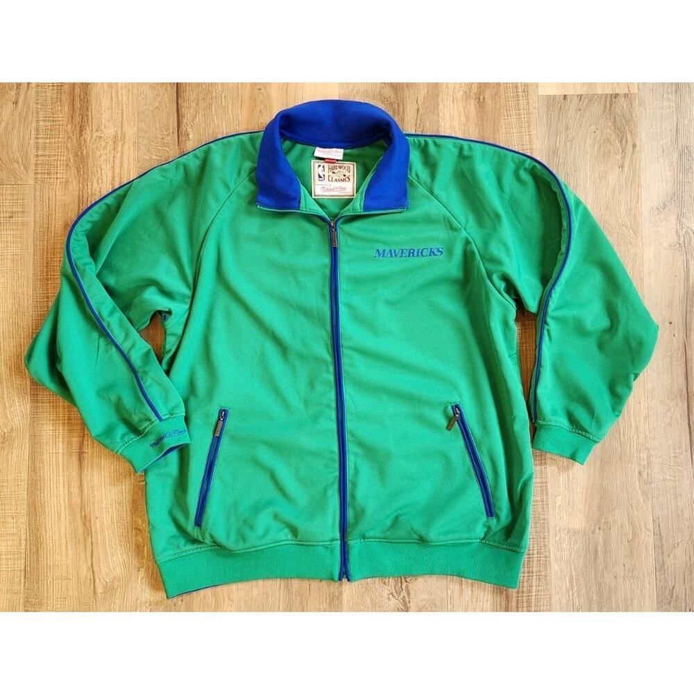 Mitchell Ness Mavericks Hardwood Classic Fullzip Jacket Jersey Kelly Grn 2X 52